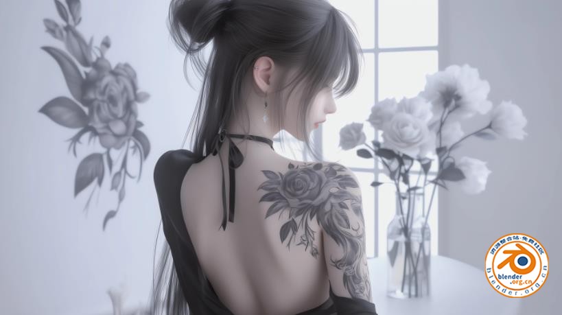 纹身后背女孩 高清4K壁纸 二次元动漫 带鱼屏壁纸